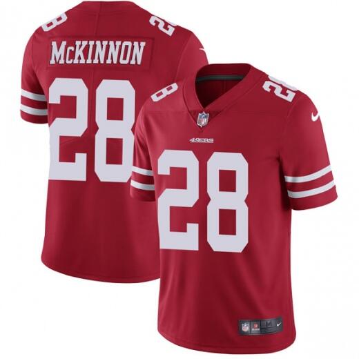 Men's San Francisco 49ers #28 Jerick McKinnon Red Vapor Untouchable Limited Stitched NFL Jersey